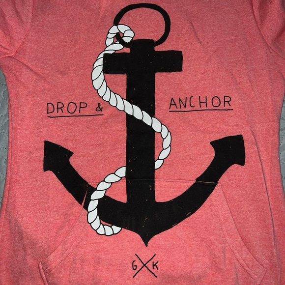 Glamour Kills Anchor hoodie sweatshirt pullover sweater fleece small coral warm - Picture 4 of 5